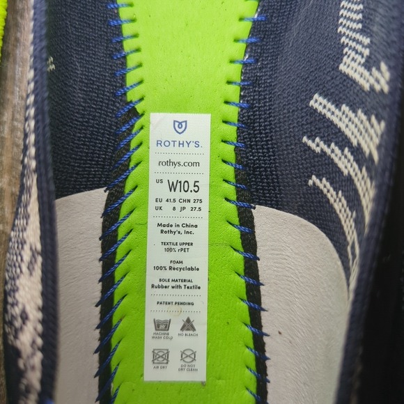 Rothy's The Point Bow Flat Botanical Navy Blue Women's Size 10.5 Retired - Picture 8 of 14